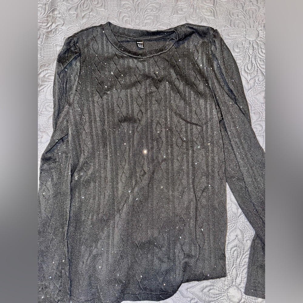 Black long sleeve sparkly Maternity top